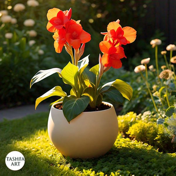 Red Canna Lily plant