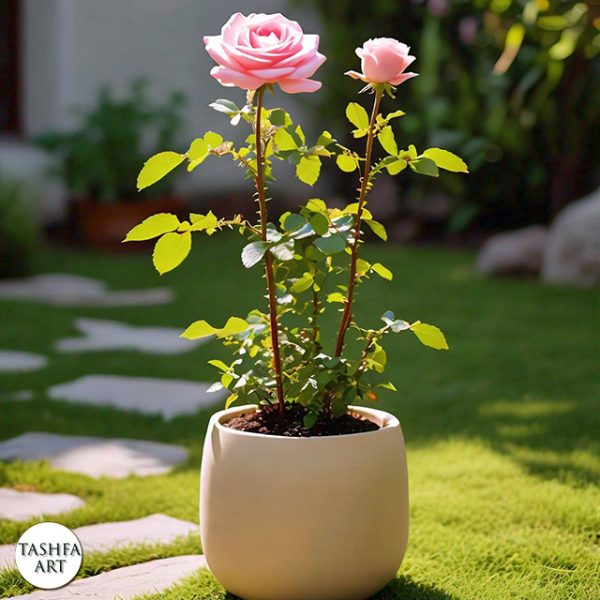 Pink rose plant