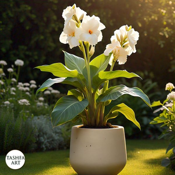 White Canna Lily plant